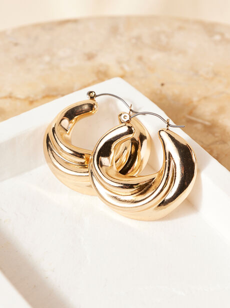 Triple Hoop Gold Tone Earrings