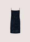 Sequin Ruched Cami Mini Dress, Navy, large