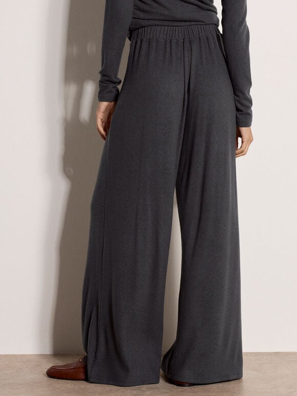 Soft-Touch Wide-Leg Trousers, Dark Grey/Charcoal, large
