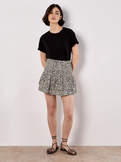 Animal Print Smocked Ruffle Mini Skort