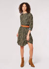 Animal Smocked Waist Mini Dress, Khaki, large