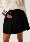 Pleated Tailored Mini Skirt, Black, large