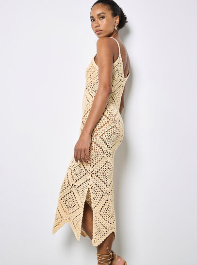 Hand-Knit Crochet Midi Dress
