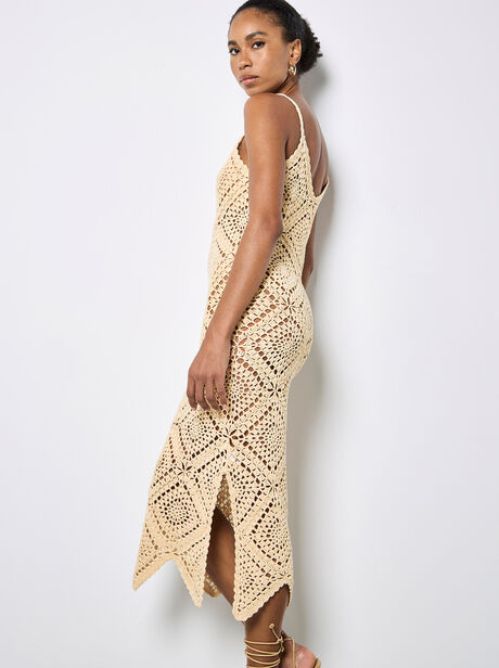 Hand-Knit Crochet Midi Dress