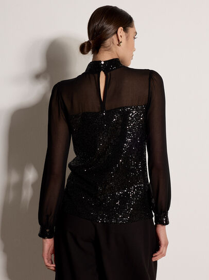 Sequin Embellished Chiffon Top