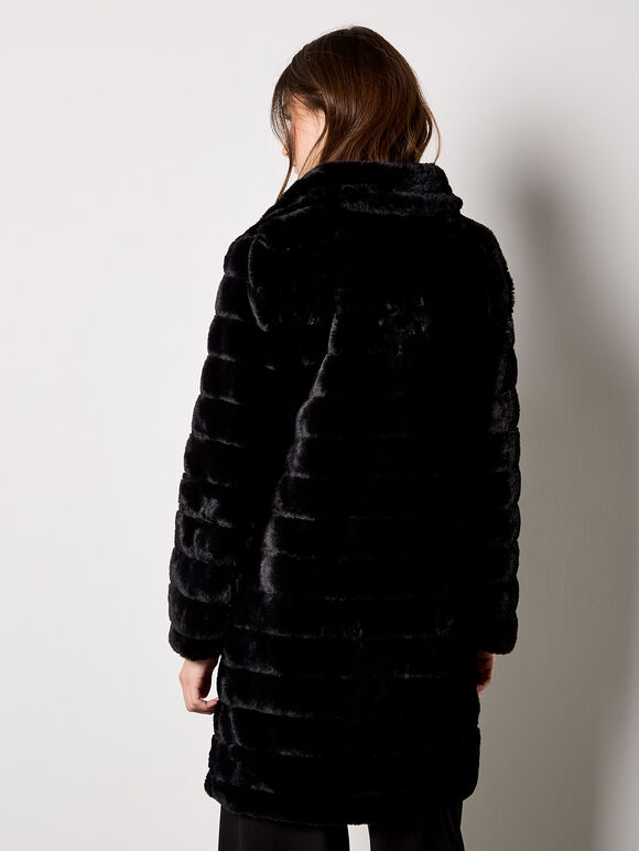 Faux Fur Panel Jacket, Black, large