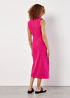 Cotton Wrap Midi Dress, Fuchsia, large