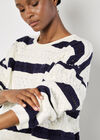 Cable Stripe Pointelle Jumper, White, large