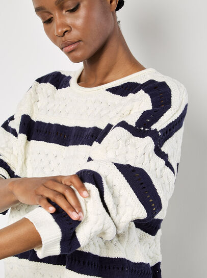 Cable Stripe Pointelle Jumper