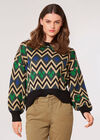 Geometric Chevron Jumper, Green, large