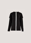 Mock Neck Mono Stripe Jumper, Black, large
