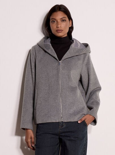 Wool-Look Hooded Jacket