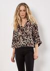 Ikat Print Boxy Shirt, Black, large