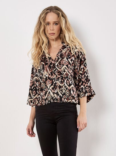 Ikat Print Boxy Shirt