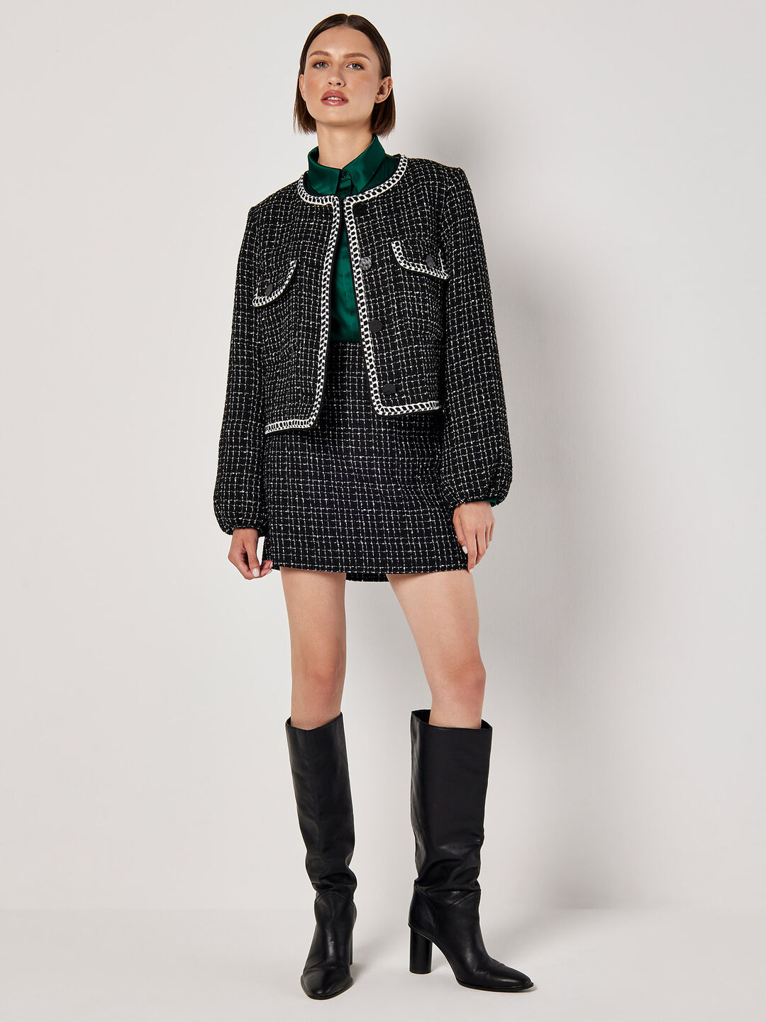 Tweed Cropped Jacket & Skirt Co-ord