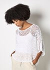 Mesh Popcorn Knit Kaftan Top, White, large