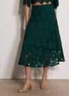Guipure Lace Daisy Midi Skirt, Green, large