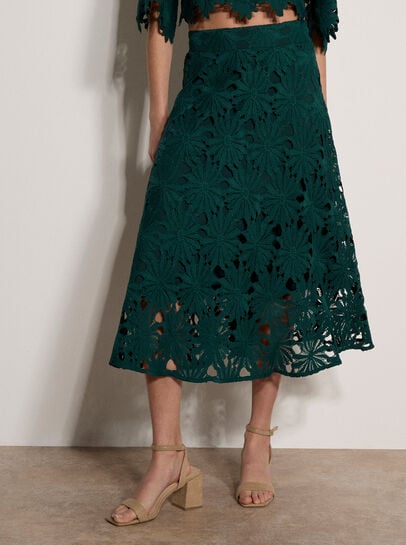 Guipure Lace Daisy Midi Skirt