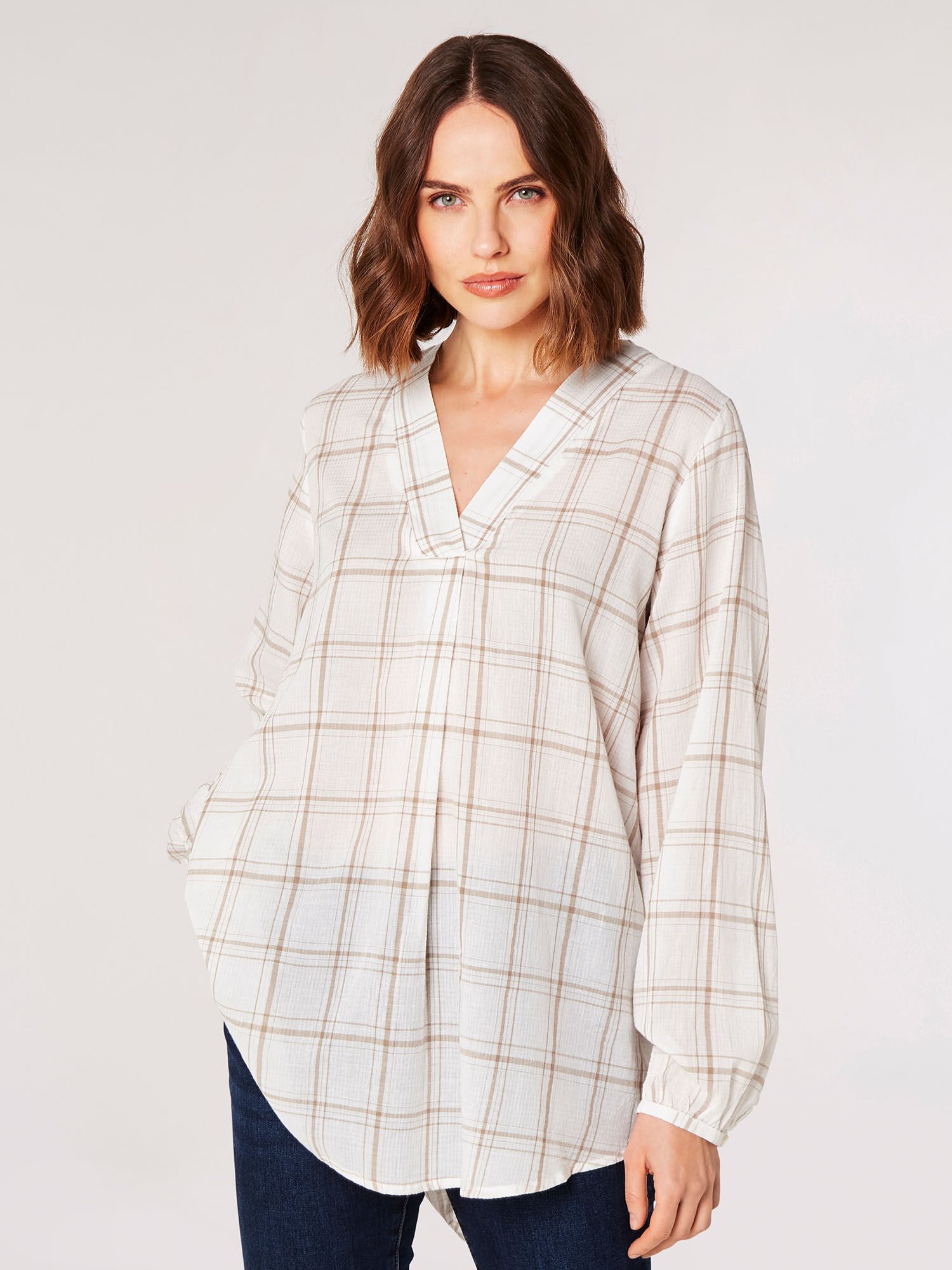 Check Print Oversized Shirt