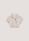 Stripe Shirt Crop Top, Stone, large
