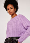 Aran Crop Jumper, Lilac, large