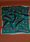 Printed Satin Scarf, Green, large