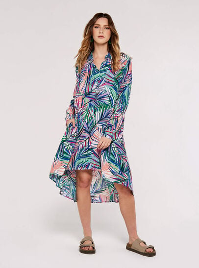 High-Low Tropical Mini Dress