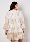 Paisley Shimmer Mini Dress, Cream, large