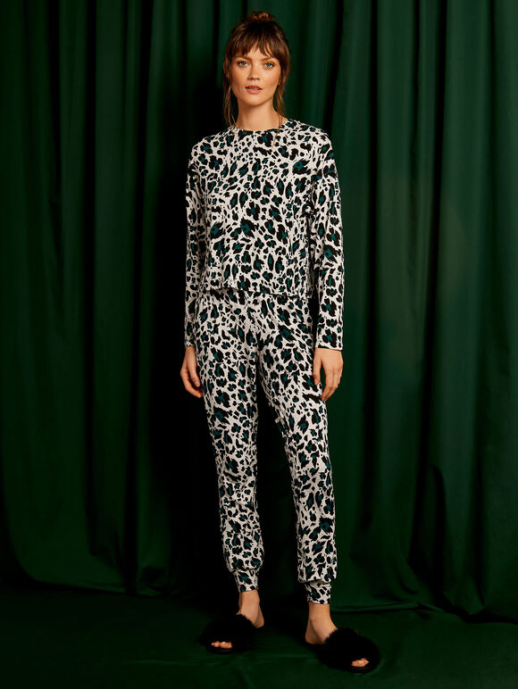 Cheetah Print Pyjamas Trousers, Grey, large