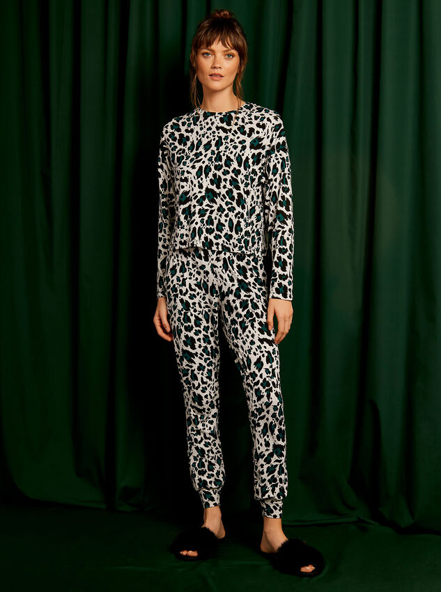 Pyjamahose mit Gepardenmuster, Grau, Größe L
