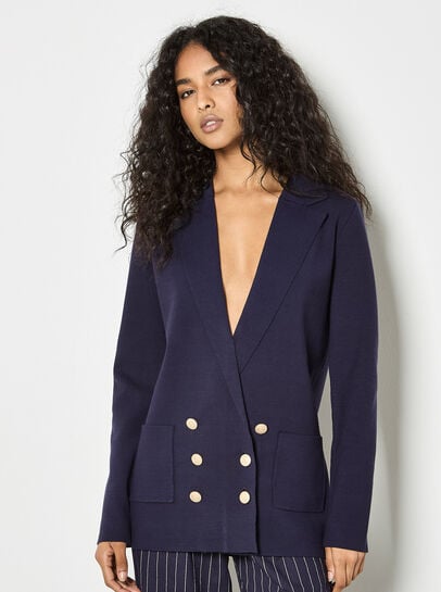 Rib Knitted Blazer