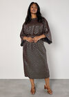 Curve Chevron Mirror Sequin Midi Dress, Brown, large