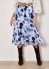 Abstract Print Slub Midi Skirt, Navy, large