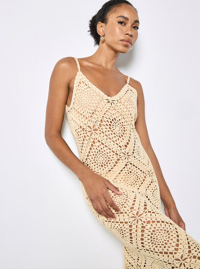 Hand-Knit Crochet Midi Dress