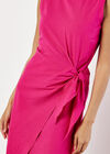 Cotton Wrap Midi Dress, Fuchsia, large