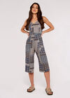 Patchwork Tile Culotte Jumpsuit, Navy, large