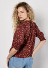 Ditsy Floral Blouse, Burgundy, large