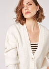 Fisherman Knit Cropped Cardigan, White, large