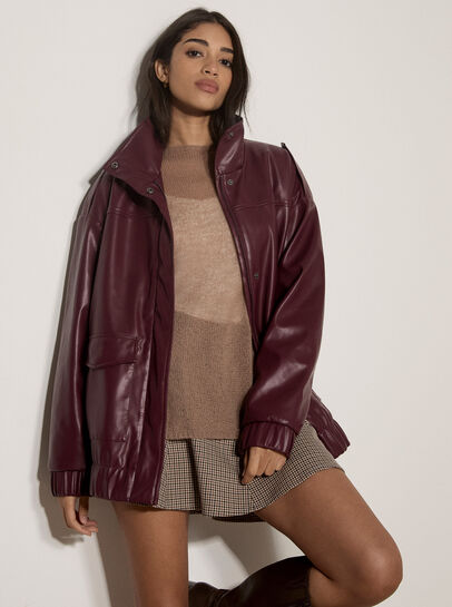 Oversized Faux Leather Jacket