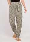 Aztec Print Belted Jogger, Khaki, large