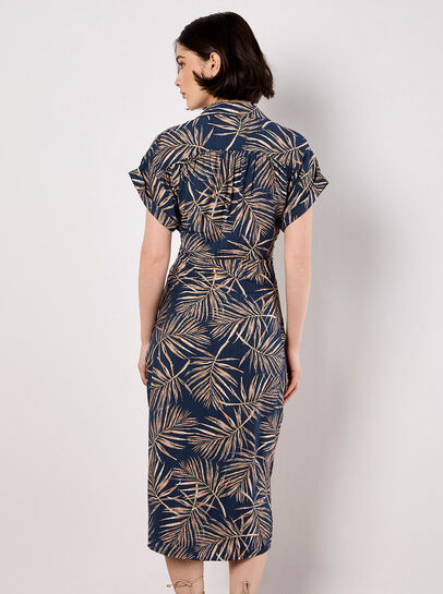 Palm Leaf Shirt Midi Dress