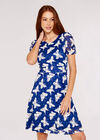 Butterfly Ruch Sleeve Dress, Blue, large