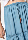 Denim Tiered Maxi Skirt, Blue, large