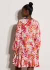 Tropical Leaf Mini Dress, Pink, large