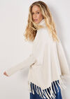 Roll Neck Fringe Poncho Jumper, Cream, large