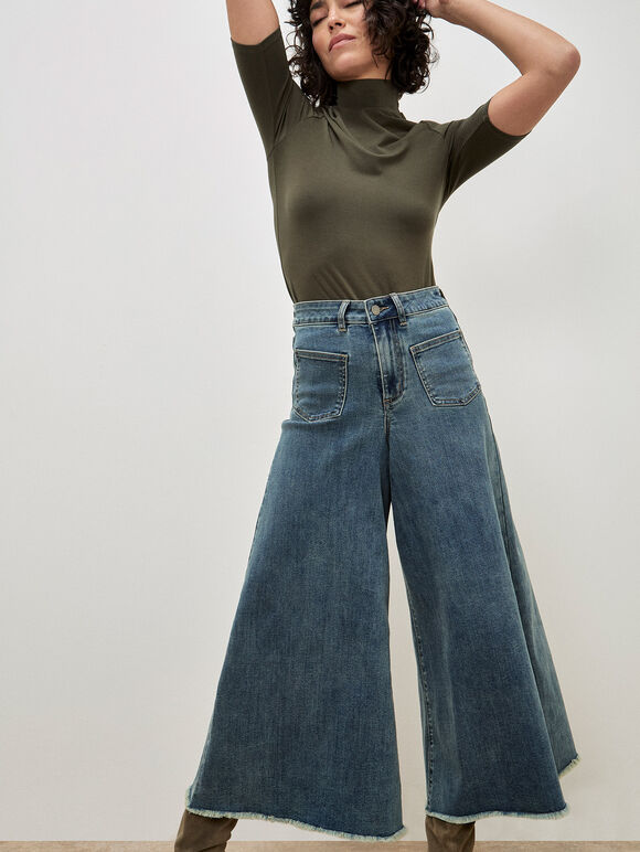Giana High Waist Palazzo Jeans, Green, large