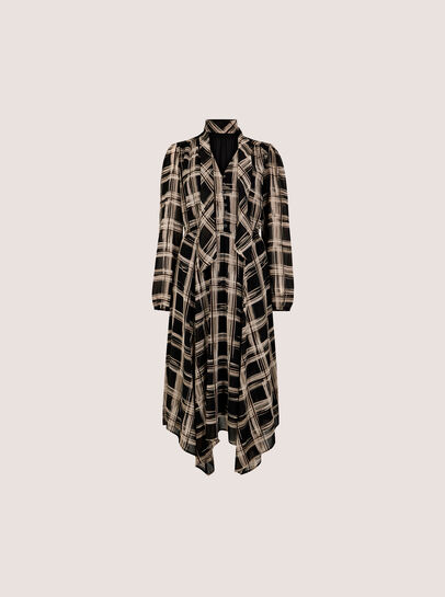 Check Crepe Midi Dress