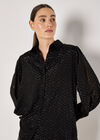 Jacquard Chevron Shimmer Shirt, Black, large