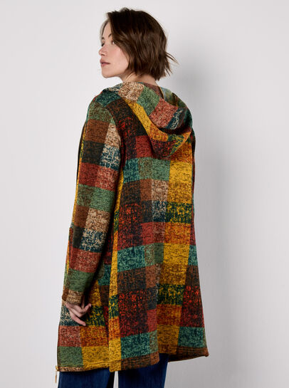 Colourful Check Hooded Coatigan