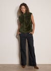 Fleece Zip-Through Gilet, Khaki, large